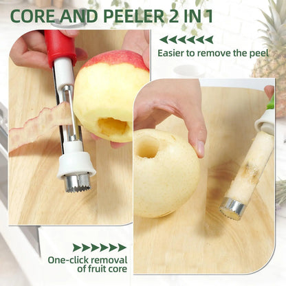 2-in-1 Apple Corer and Peeler with Stainless Steel Blades