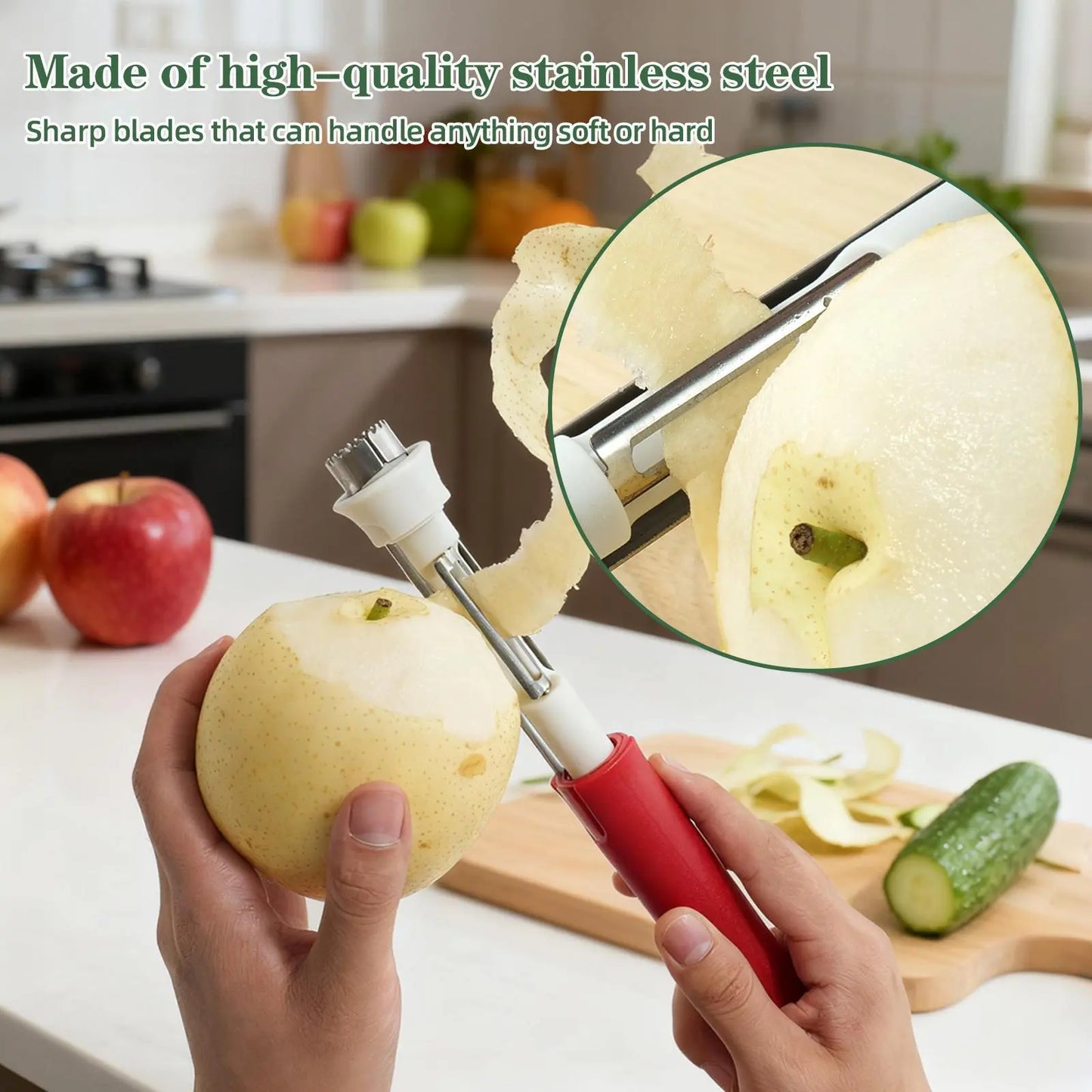 2-in-1 Apple Corer and Peeler with Stainless Steel Blades