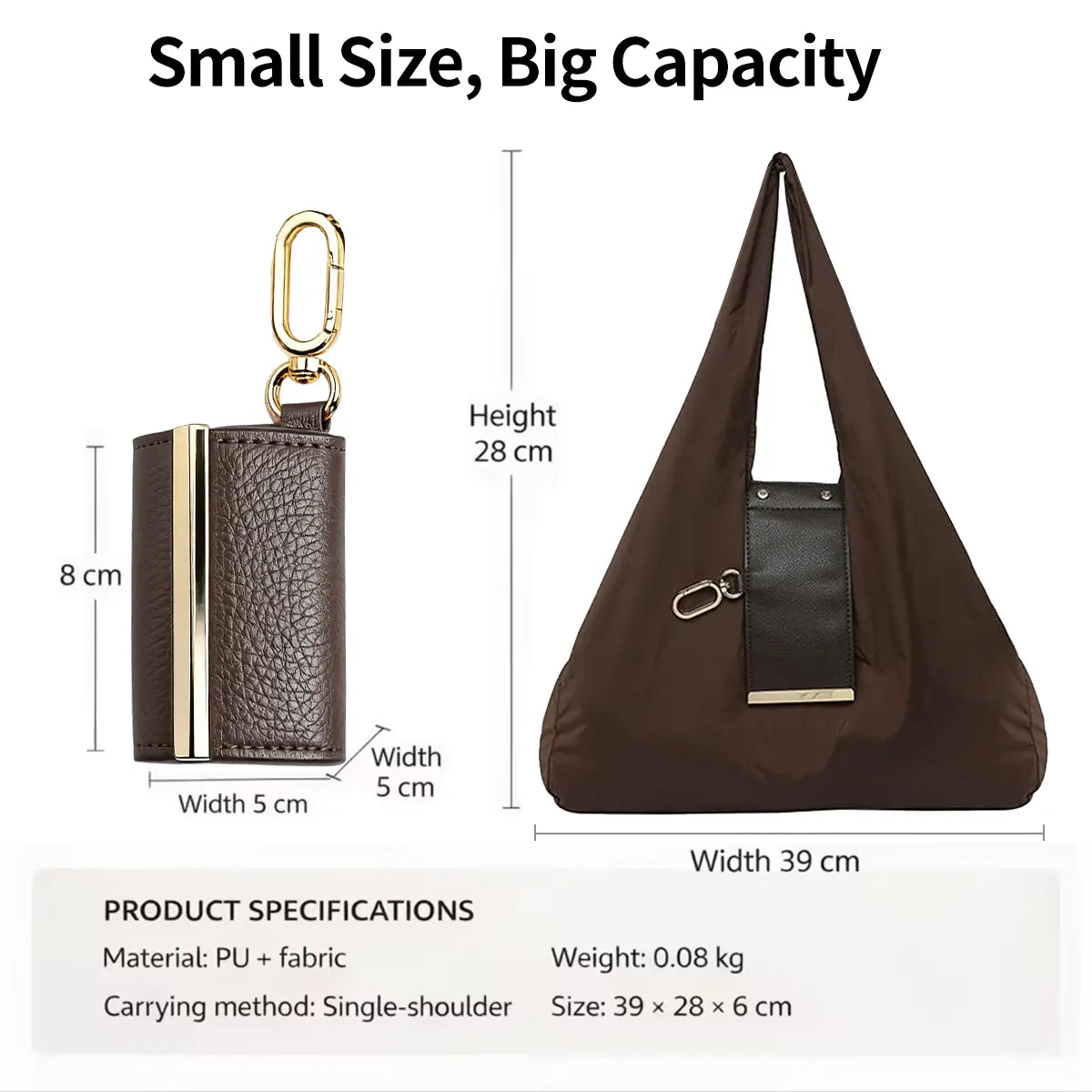 Foldable Keychain Grocery Tote Bag, Reusable Expandable Shopping Bag
