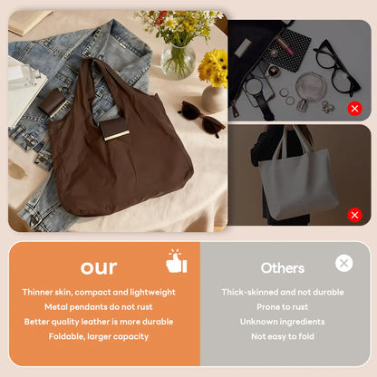 Foldable Keychain Grocery Tote Bag, Reusable Expandable Shopping Bag