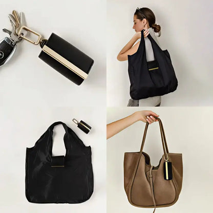 Foldable Keychain Grocery Tote Bag, Reusable Expandable Shopping Bag
