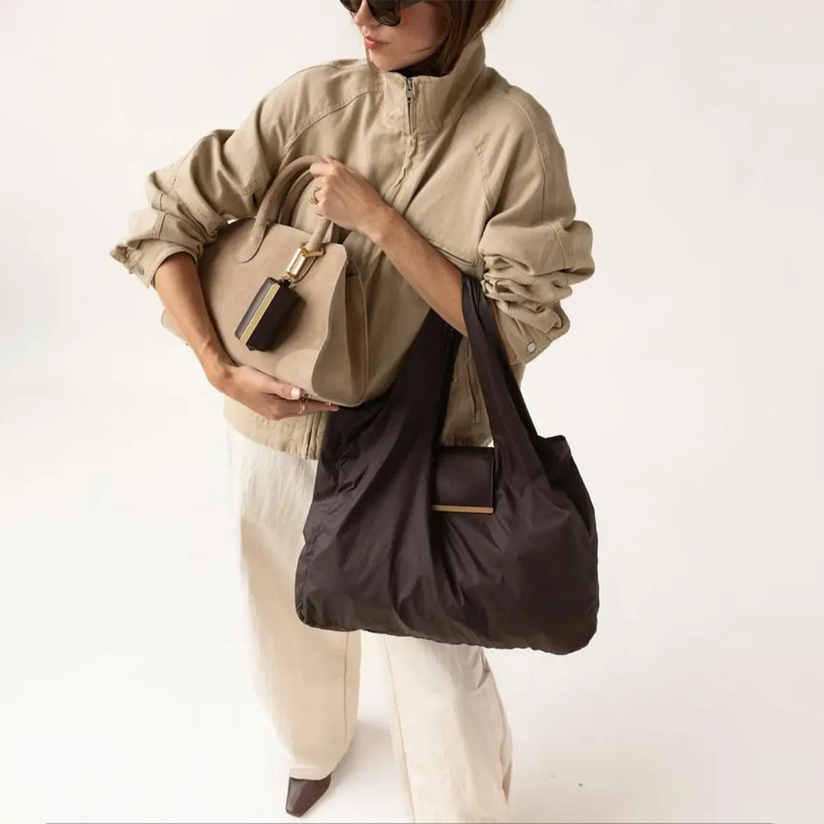 Foldable Keychain Grocery Tote Bag, Reusable Expandable Shopping Bag