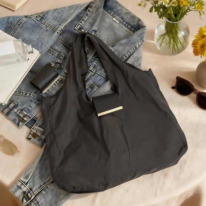 Foldable Keychain Grocery Tote Bag, Reusable Expandable Shopping Bag