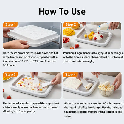 Rolled Ice Cream Maker Kit with 2 Spatulas, Stainless Steel Cold Plate