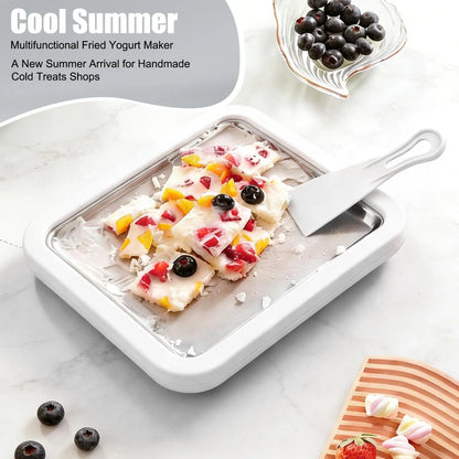 Rolled Ice Cream Maker Kit with 2 Spatulas, Stainless Steel Cold Plate