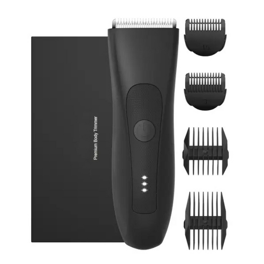 Electric Body Hair Trimmer for Men, Waterproof Cordless Groomer with 4 Guards