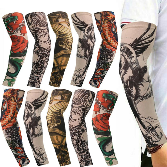 5 Pairs Cooling Temporary Tattoo Arm Sleeves for UV Sun Protection