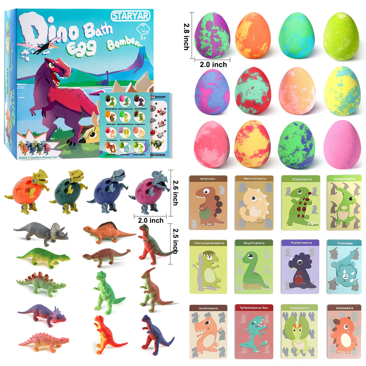 Dinosaur Egg Bath Bomb Gift Set with Surprise Toys for Kids