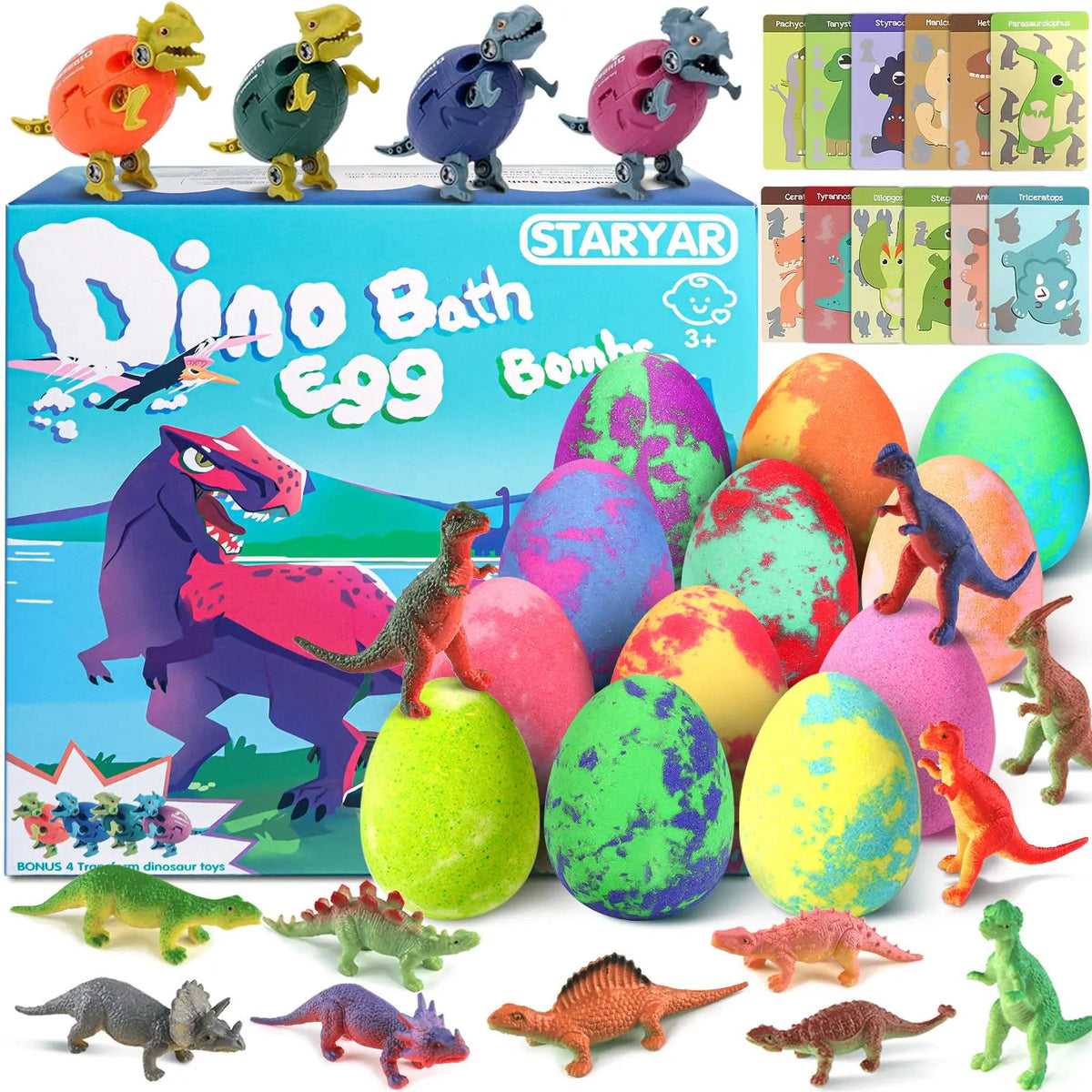 Dinosaur Egg Bath Bomb Gift Set with Surprise Toys for Kids