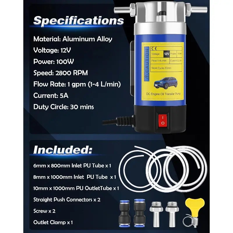12V/24V 100W Electric Oil Transfer Pump for Cars, Marine and Equipment