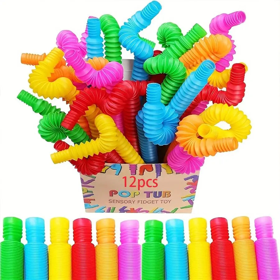 20-Piece Multicolor Sensory Pop Tube Set for Kids