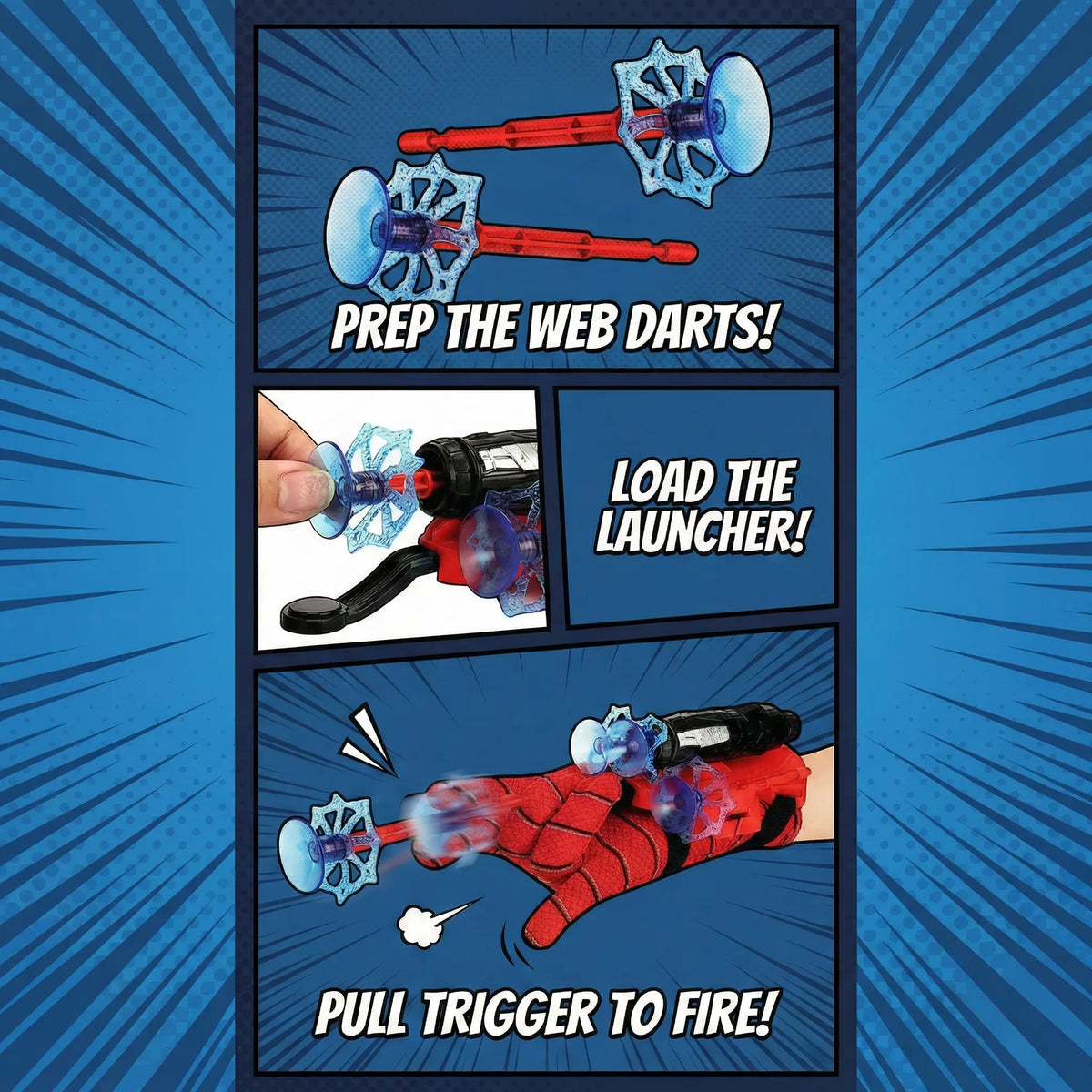 Superhero Wrist Web Launcher Toy Set with Glove and Soft Projectiles