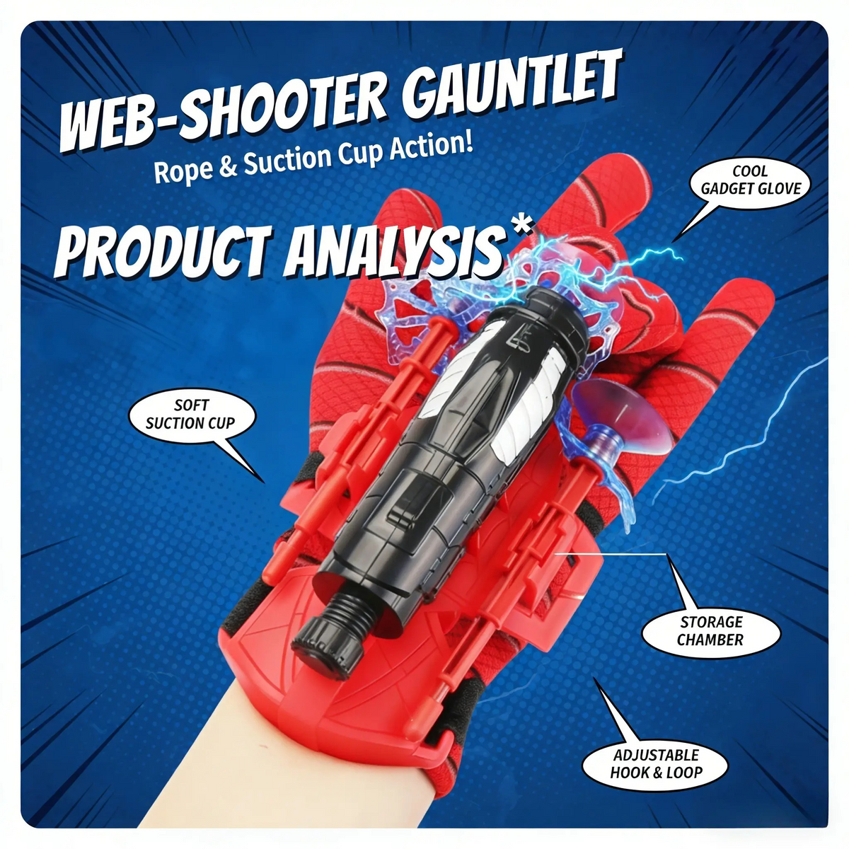 Superhero Wrist Web Launcher Toy Set with Glove and Soft Projectiles