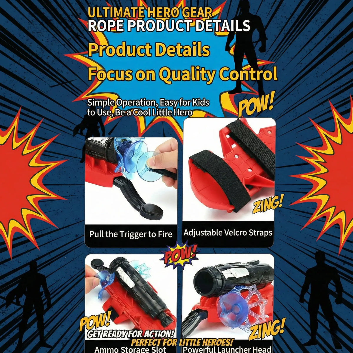 Superhero Wrist Web Launcher Toy Set with Glove and Soft Projectiles