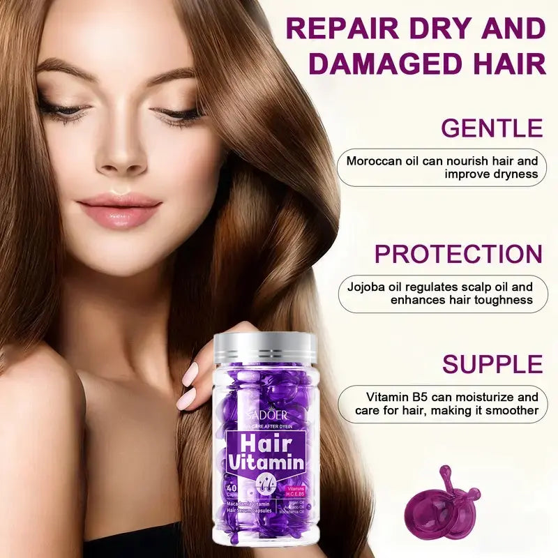 40-Count Hair Serum Capsules with Argan Oil for Dry, Frizzy Hair