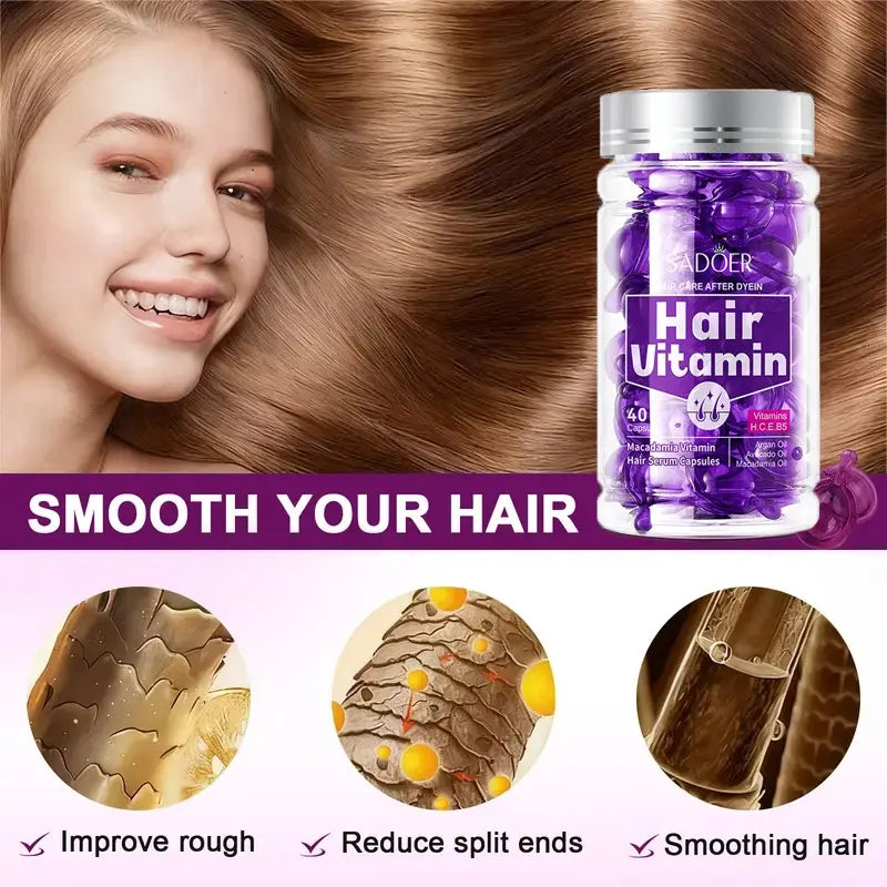 40-Count Hair Serum Capsules with Argan Oil for Dry, Frizzy Hair