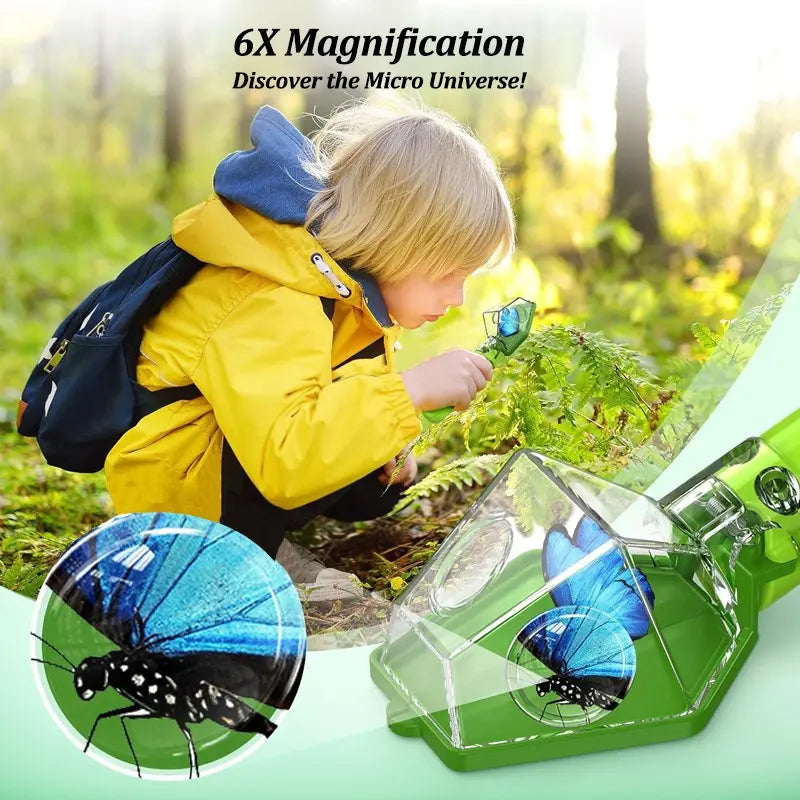 Handheld Bug Catcher for Kids with 6X Magnifier, Humane Insect Viewer
