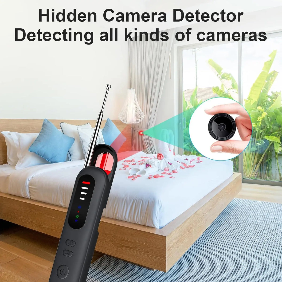 Portable Hidden Camera and Wireless Signal Detector with Magnetic Scan