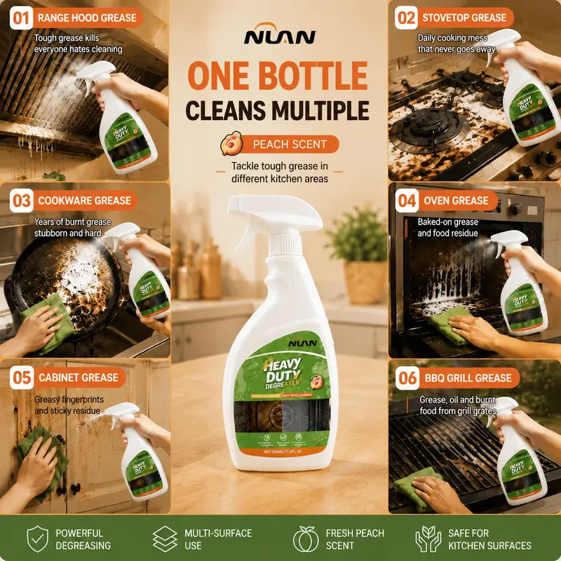 Heavy-Duty Peach Kitchen Degreaser Spray, 500ml