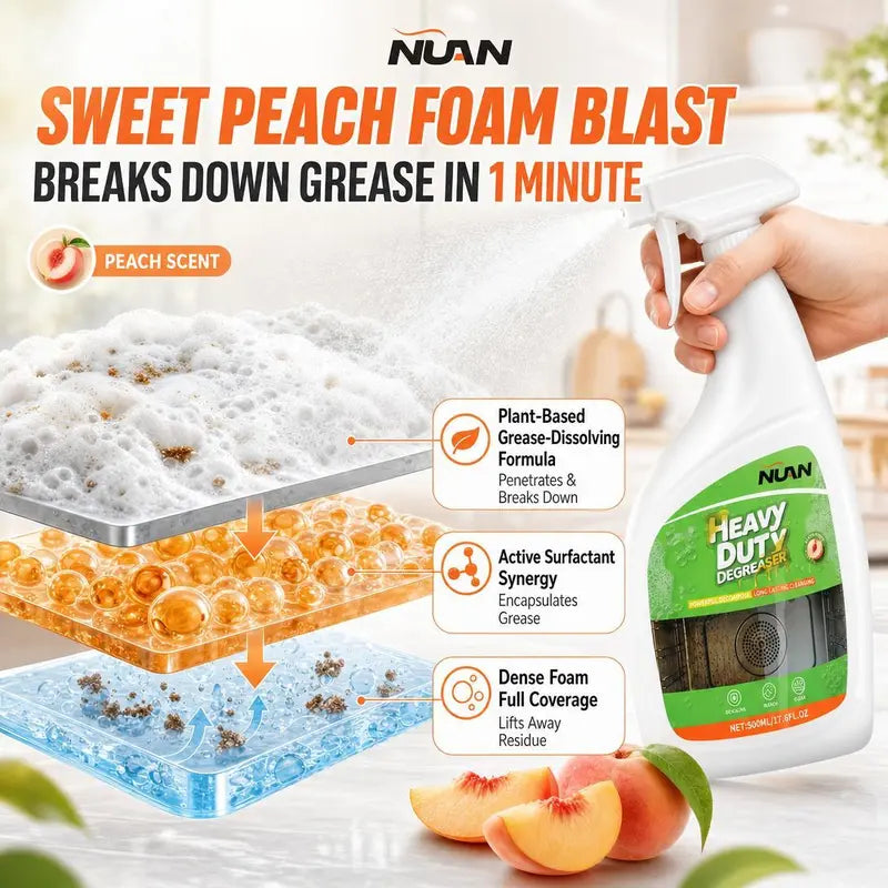Heavy-Duty Peach Kitchen Degreaser Spray, 500ml