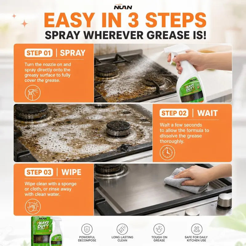 Heavy-Duty Peach Kitchen Degreaser Spray, 500ml