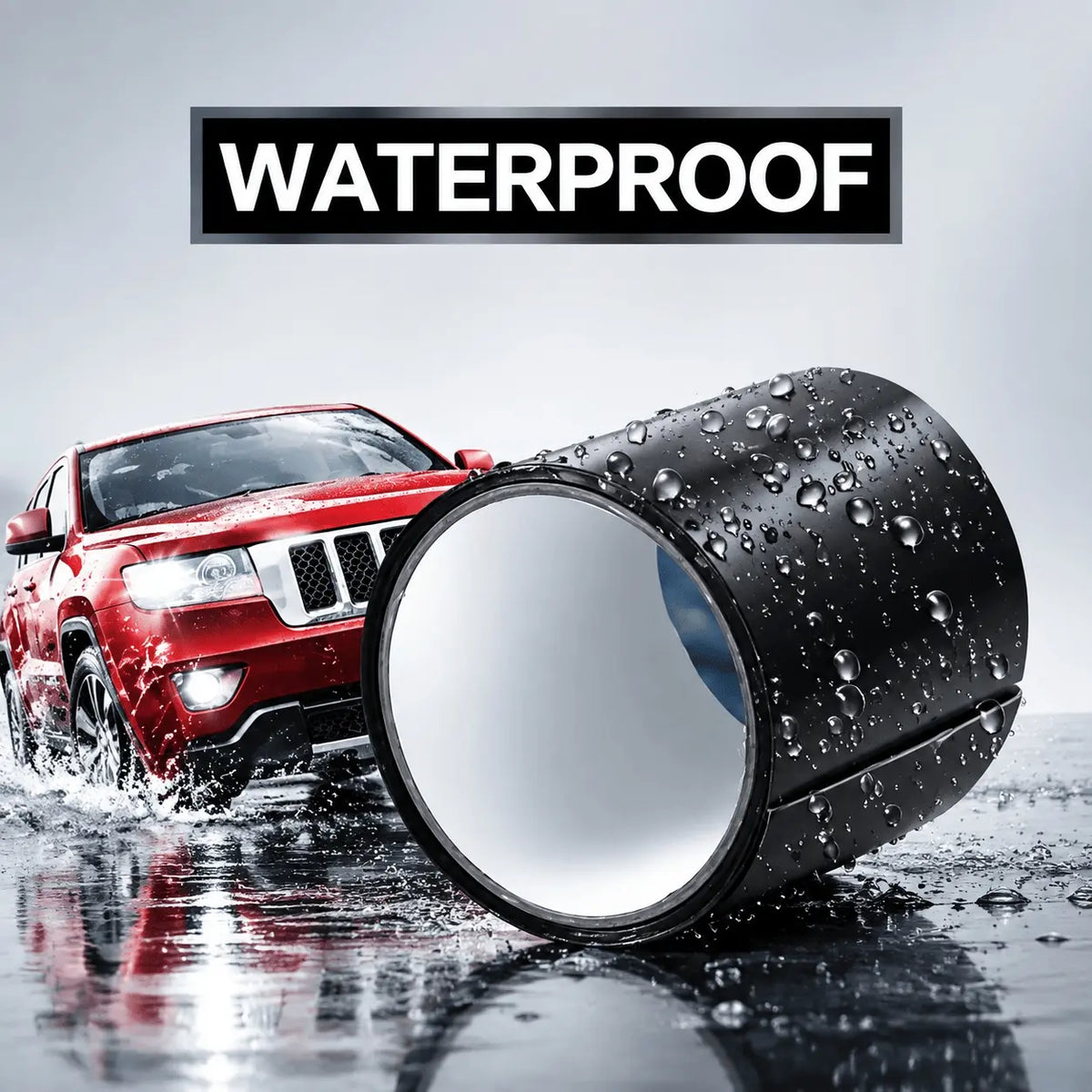 Heavy-Duty Black Waterproof Repair Tape, 4 in x 5 ft