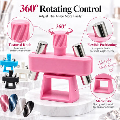 360 Rotating Cat Eye Nail Magnet Stand for Hands-Free Nail Art