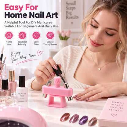360 Rotating Cat Eye Nail Magnet Stand for Hands-Free Nail Art
