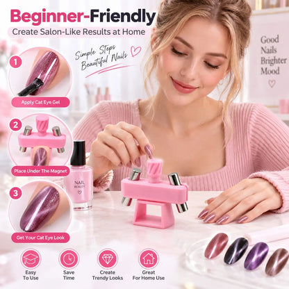 360 Rotating Cat Eye Nail Magnet Stand for Hands-Free Nail Art
