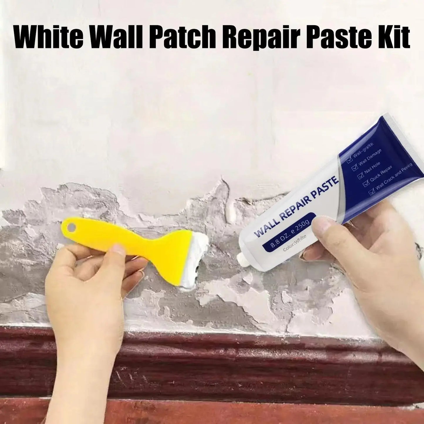 Quick-Drying Drywall Patch Repair Kit - Wall Repair Paste with Scraper & Nozzle