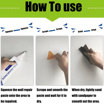Quick-Drying Drywall Patch Repair Kit - Wall Repair Paste with Scraper & Nozzle