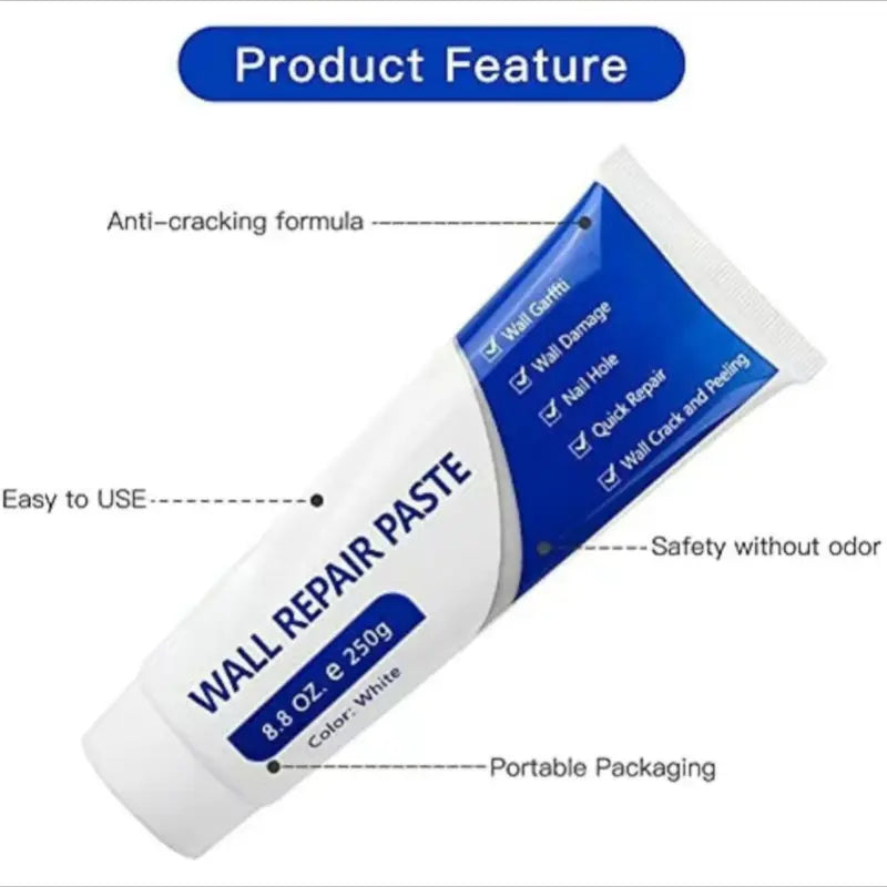 Quick-Drying Drywall Patch Repair Kit - Wall Repair Paste with Scraper & Nozzle