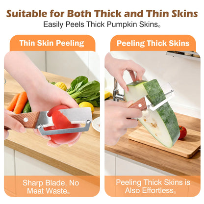 Wooden-Handled Stainless Steel Vegetable Peeler with Bottle Opener