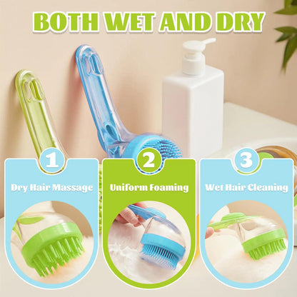 2-in-1 Pet Bath Massage Brush with Shampoo Dispenser - Soft Silicone Bristles