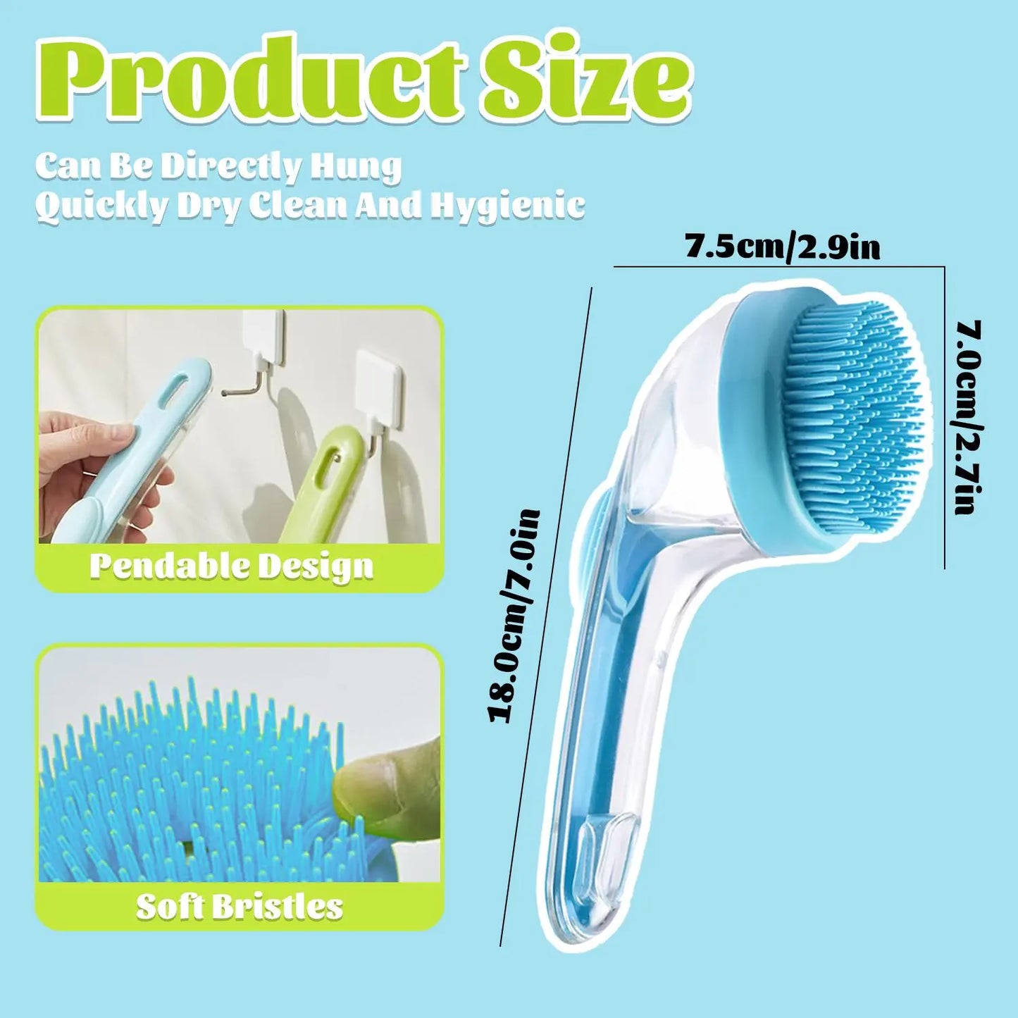 2-in-1 Pet Bath Massage Brush with Shampoo Dispenser - Soft Silicone Bristles