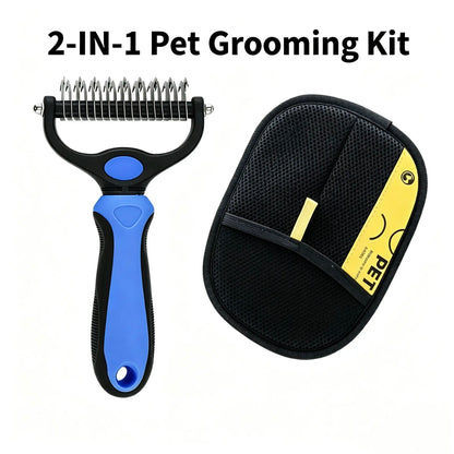 Cat-Eared Self-Cleaning Pet Grooming Brush - 140° Curved Massage Pins for Dogs & Cats
