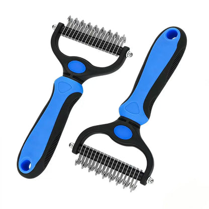 Cat-Eared Self-Cleaning Pet Grooming Brush - 140° Curved Massage Pins for Dogs & Cats
